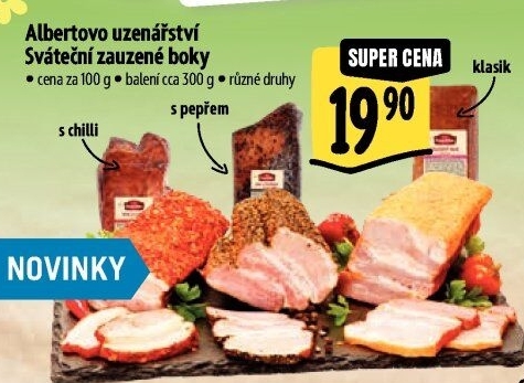 Sváteční zauzený bok Albertovo uzenářství