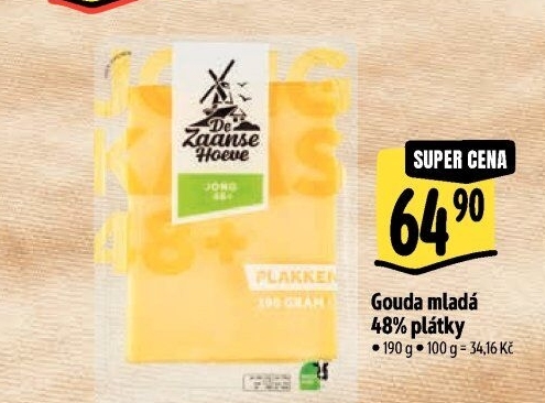 Sýr Gouda mladá 48% De Zaanse Hoeve