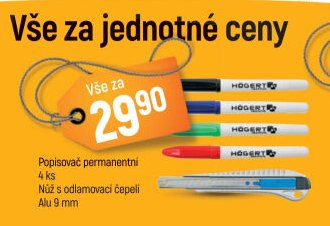 Popisovač permanentní 4 ks, Nůž s odlamovací čepelí
