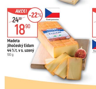 Madeta Jihočeský Eidam 44 % t. v s. uzený