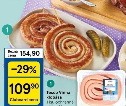 Vinná klobása Tesco