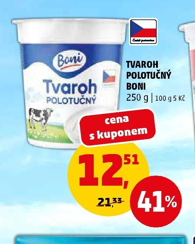Tvaroh polotučný Boni 250 g