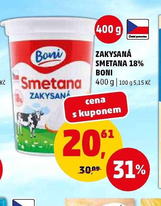 Zakysaná smetana 18% Boni 400 g
