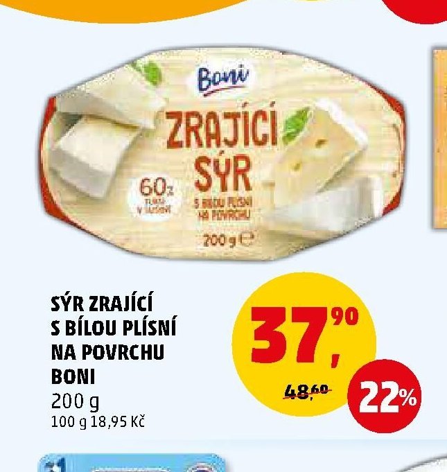 SÝR ZRAJÍCÍ S BÍLOU PLÍSNÍ NA POVRCHU BONI