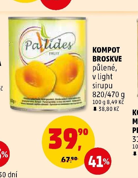 Kompot broskve půlené