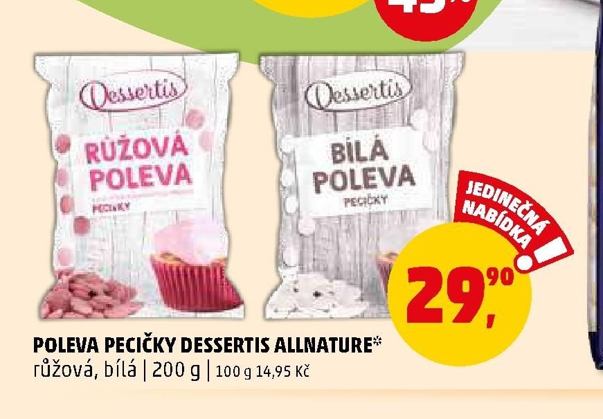 Poleva pecičky Dessertis Allnature (růžová, bílá)