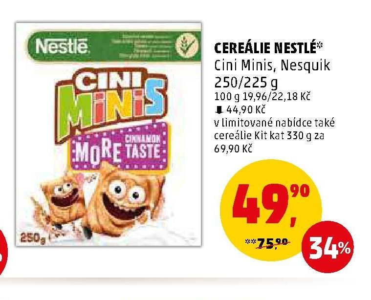 CÉRÉALIE NESTLÉ Cini Minis, Nesquik 250/225 g