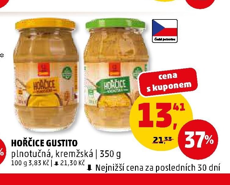 HOŘČICE GUSTITO plnotučná, kremžská 350 g