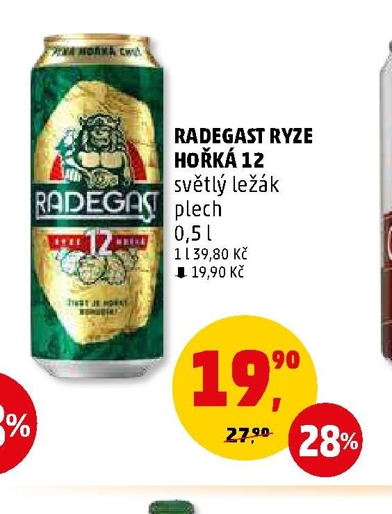 RADEGAST RYZE HOŘKÁ 12 světlý ležák plech 0,5 l