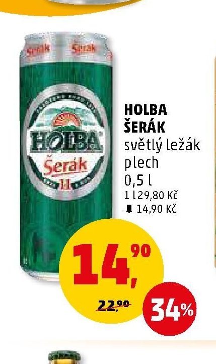 HOLBA ŠERÁK světlý ležák plech 0,5 l