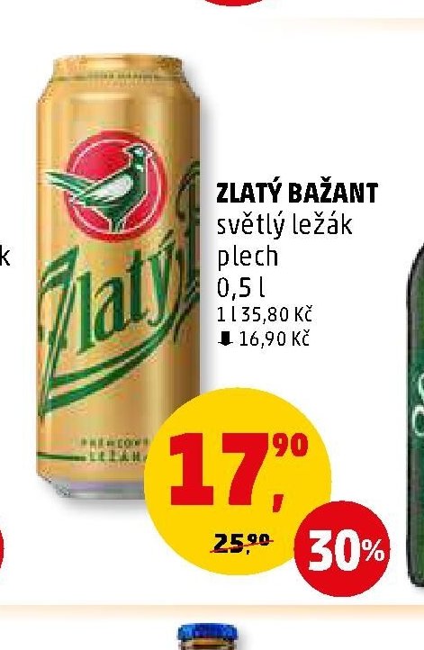 ZLATÝ BAŽANT světlý ležák plech 0,5 l