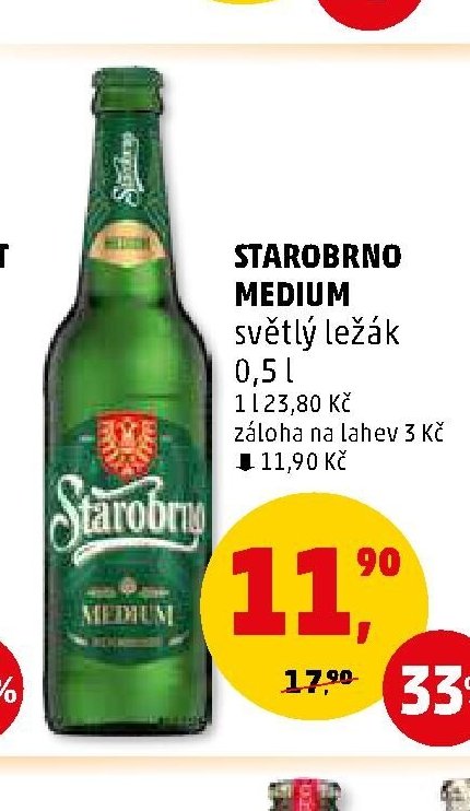 STAROBRNO MEDIUM světlý ležák 0,5 l