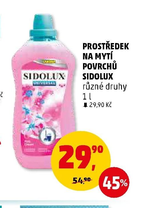 PROSTŘEDEK NA MYTÍ POVRCHŮ SIDOLUX různé druhy