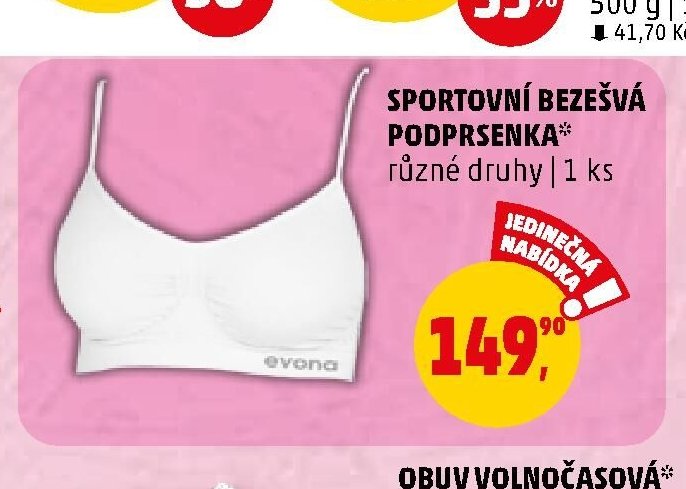SPORTOVNÍ BEZEŠVÁ PODPRSENKA
