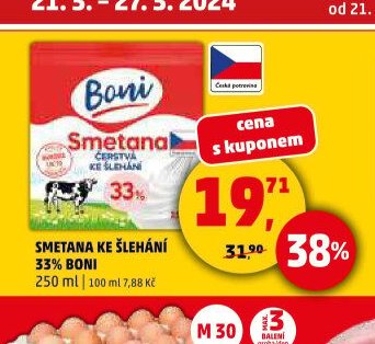 Smetana ke šlehání 33% Boni