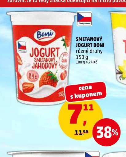 SMETANOVÝ JOGURT BONI různé druhy 150 g