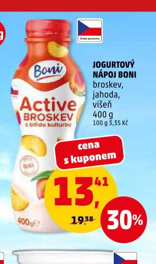 JOGURTOVÝ NÁPOJ BONI broskev, jahoda, višeň 400 g