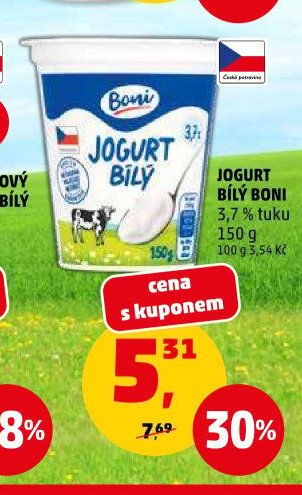 JOGURT BÍLÝ BONI 3,7 % tuku 150 g
