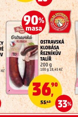 OSTRAVSKÁ KLOBÁSA ŘEZNÍKŮV TALÍŘ 200 g