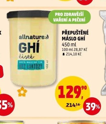 Přepuštěné máslo Ghí Allnature