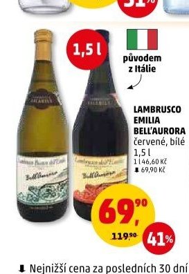 Lambrusco Emilia Bell'Aurora červené, bílé