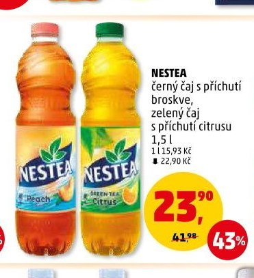 NESTEA černý čaj s příchutí broskve, zelený čaj s příchutí citrusu
