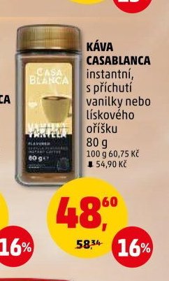 Káva Casablanca instantní s příchutí vanilky nebo lískového oříšku