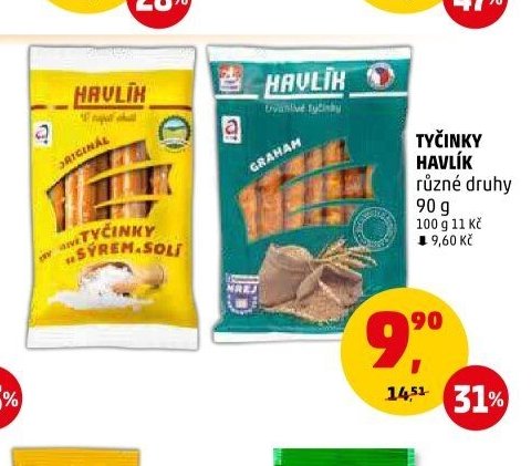 Tyčinky Havlík různé druhy