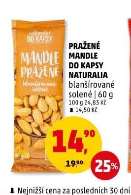 Pražené mandle do kapsy Naturalia blanšírované