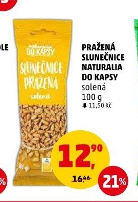 Pražená slunečnice Naturalia do kapsy solená