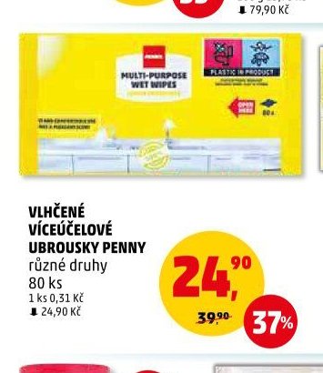 Vlhčené víceúčelové ubrousky Penny