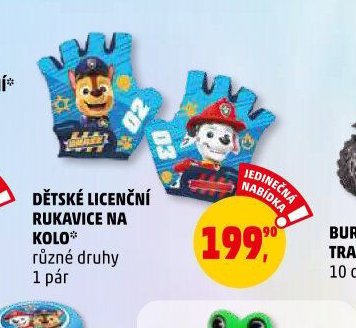 DĚTSKÉ LICENČNÍ RUKAVICE NA KOLO