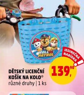 DĚTSKÝ LICENČNÍ KOŠÍK NA KOLO
