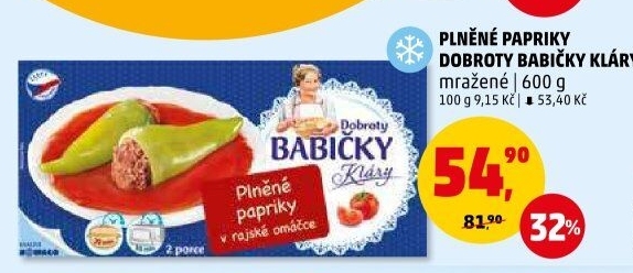 Papriky plněné v rajské omáčce mražené Dobroty babičky Kláry