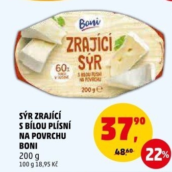 Sýr zrající s bílou plísní na povrchu Boni