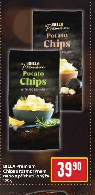 BILLA Premium Chips s rozmarýnem nebo s příchutí lanýže