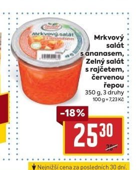 Mrkvový salát s ananasem, zelný salát s rajčetem, červenou řepou 350 g