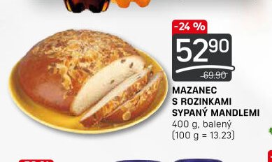 Mazanec s rozinkami sypaný mandlemi