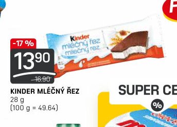 Kinder mléčný řez