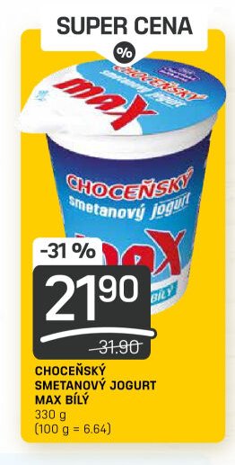 Choceňský smetanový jogurt Max Bílý