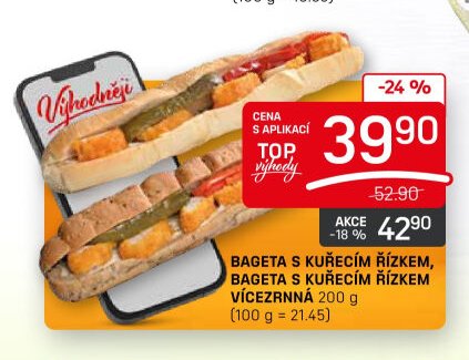 BAGETA S KUŘECÍM ŘÍZKEM, BAGETA S KUŘECÍM ŘÍZKEM VÍCEZRNNÁ