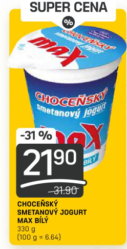 Jogurt smetanový max bílý Choceňský