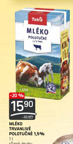 Mléko trvanlivé Tatra - 1,5% polotučné