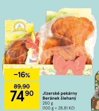 Velikonoční beránek Jizerské pekárny