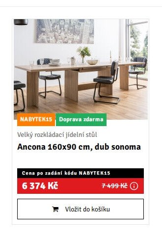 Velký rozkládací jídelní stůl Ancona 160x90 cm, dub sonoma - ASKO akcniletaky.com