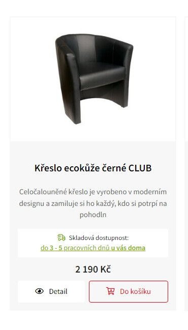 Křeslo ecokůže černé CLUB