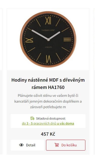 Hodiny nástěnné MDF s dřevěným rámem HA1760