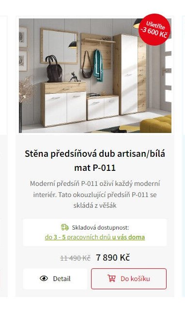 Stěna předsíňová dub artisan/bílá mat P-011