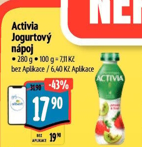 Jogurtový nápoj Activia Danone