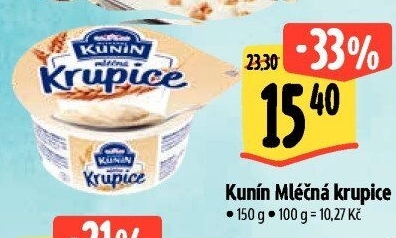 Mléčná krupice Mlékárna Kunín